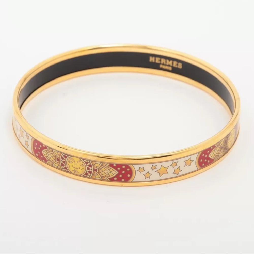 Hermes Email Enamel Narrow PM Bangle Multicolor Gold